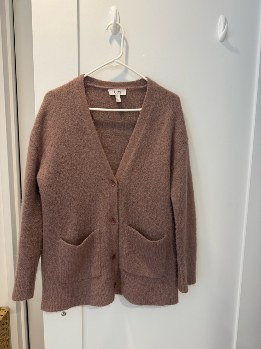 COS Mauve-Brown V-Neck Button Cardigan